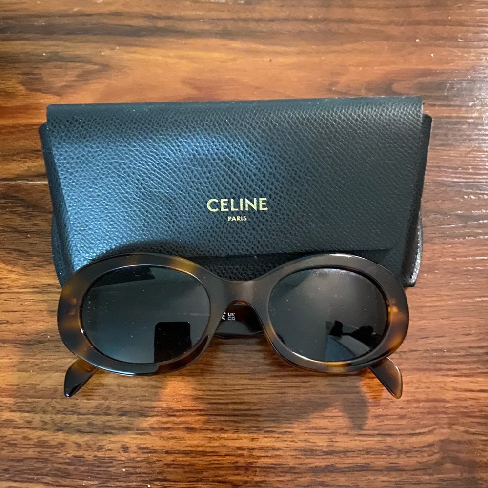 Celine Brown Oval Triomphe Sunglasses with Black Case